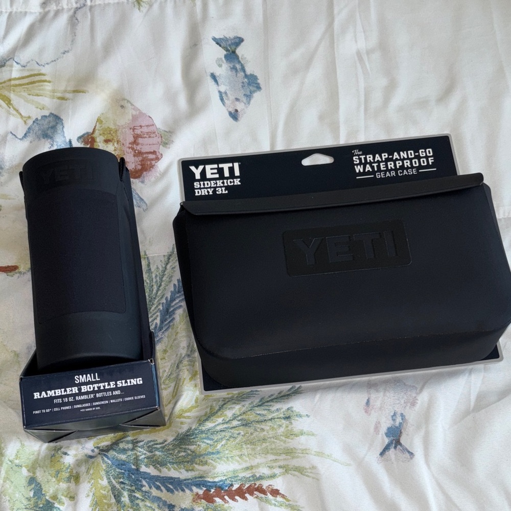 NWT YETI Black Rambler Bottle Sling (sm)and 3l Sidekick Dry Gear Case bundle